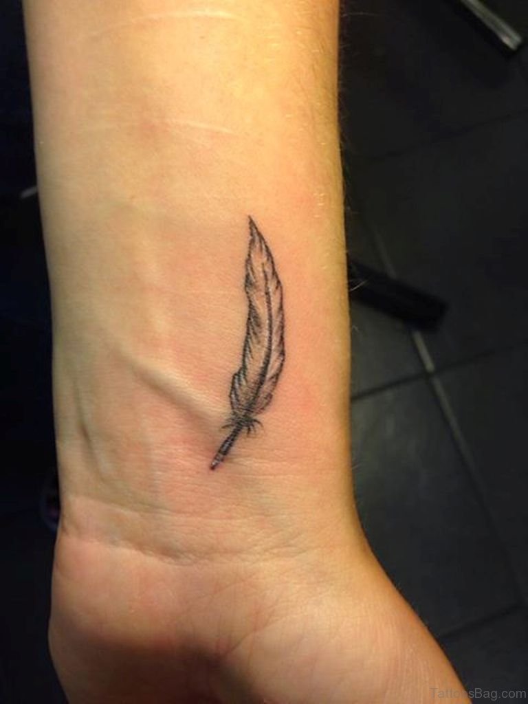 56 Cute Feather Tattoo On Wrist