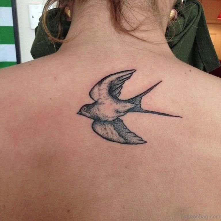 Swallow Tattoo On Back 33