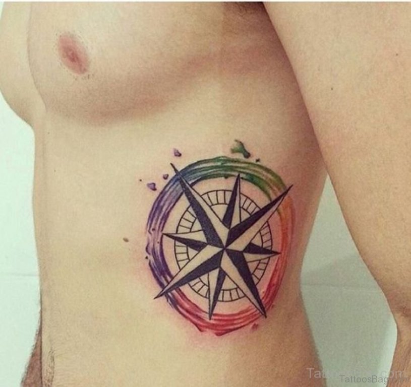 41 Clean Compass Tattoo On Rib