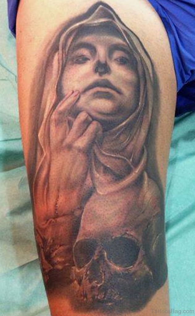 Amazing Mary Shoulder Tattoo.