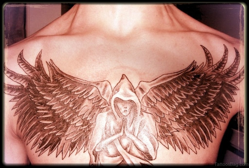 Attractive Angel Tattoo On Chest.