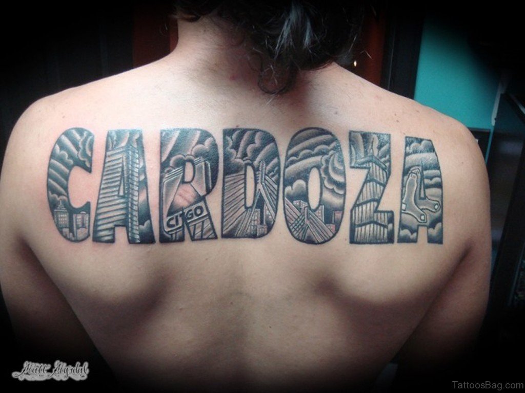 Lettering Tattoo On Back.
