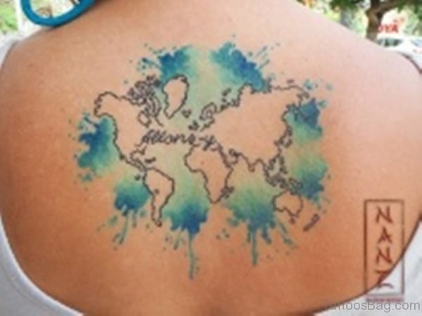 Cute Looking Colored World Map Tattoo