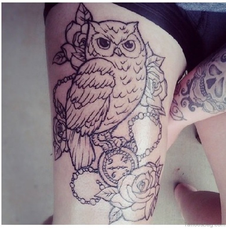 50 Lovable Owl Tattoo On Thigh - Tattoo Designs – 