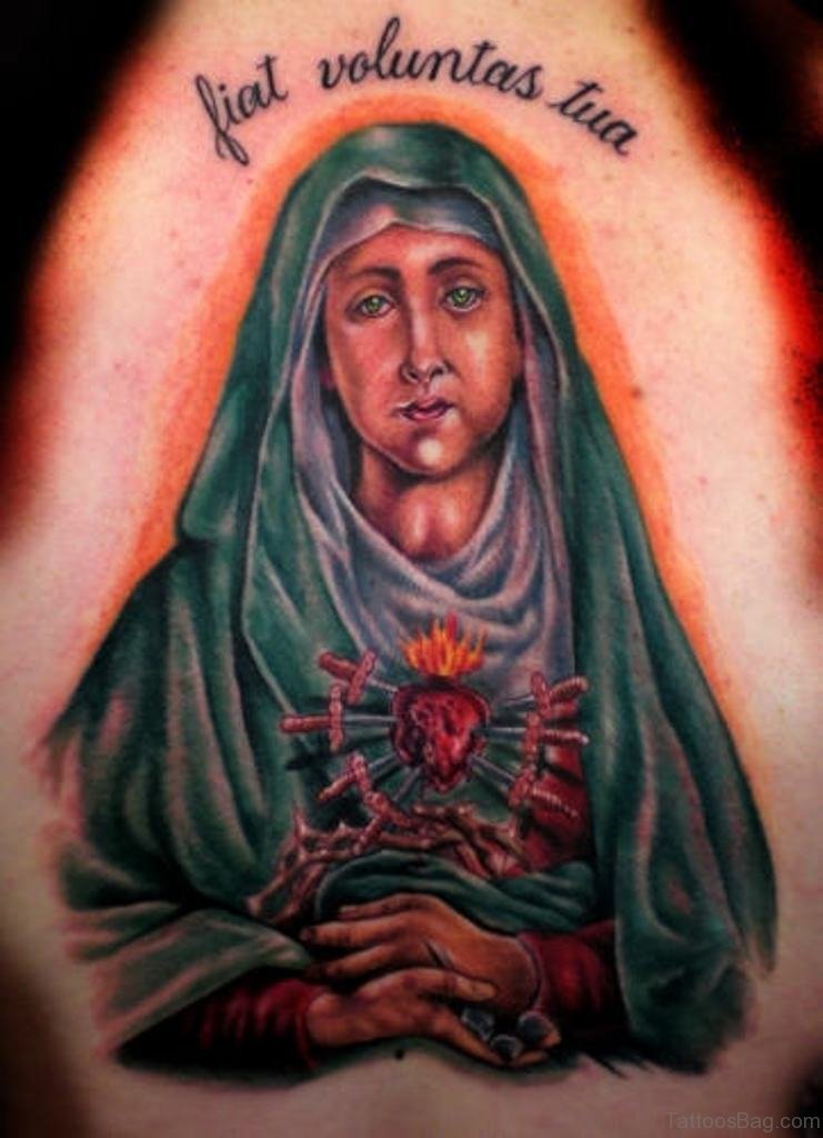 Religious Mary Shoulder Tattoo Design.