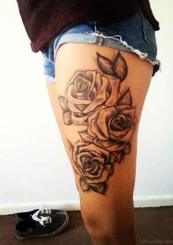 74 Superb Rose Tattoos On Thigh - Tattoo Designs – 
