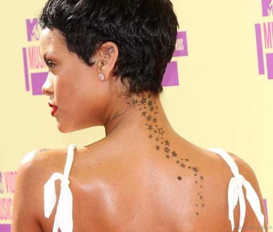 Stunning Stars Tattoo On Back.