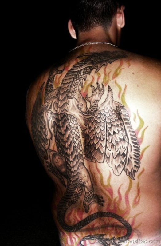 Dragon back tribal tattoo Back Piece