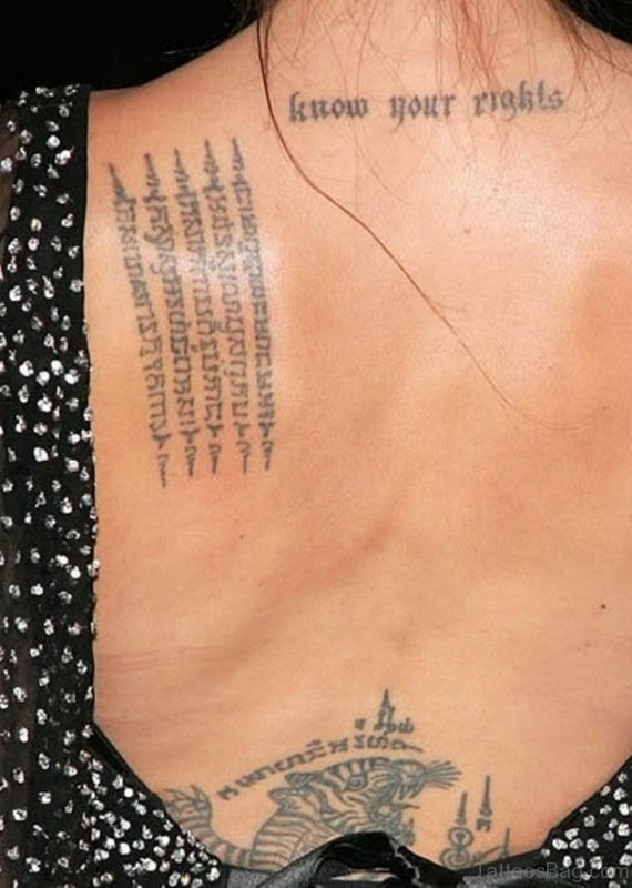 57 Gorgeous Angelina Jolie Back Tattoos - Tattoo Designs – 