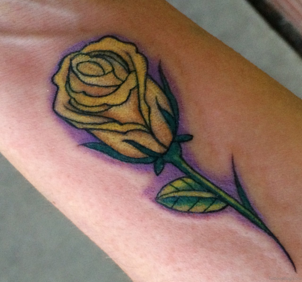 Yellow Rose Tattoo On Wrist.