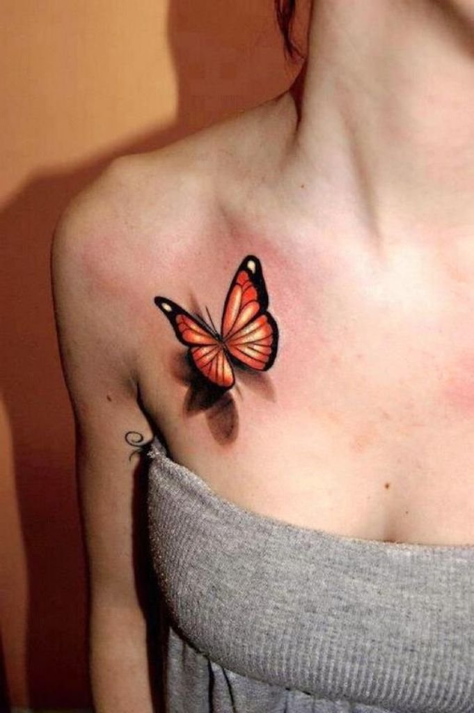 3D chest Butterfly tattoo