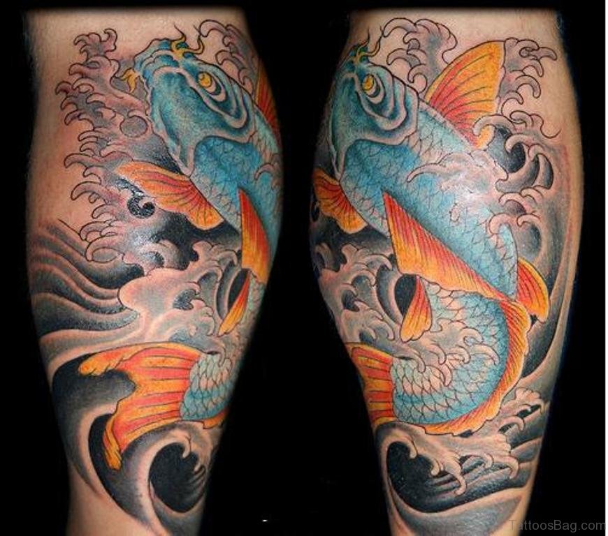 Koi Fish Tattoos for Men  Calf tattoo Koi fish tattoo Fish tattoos