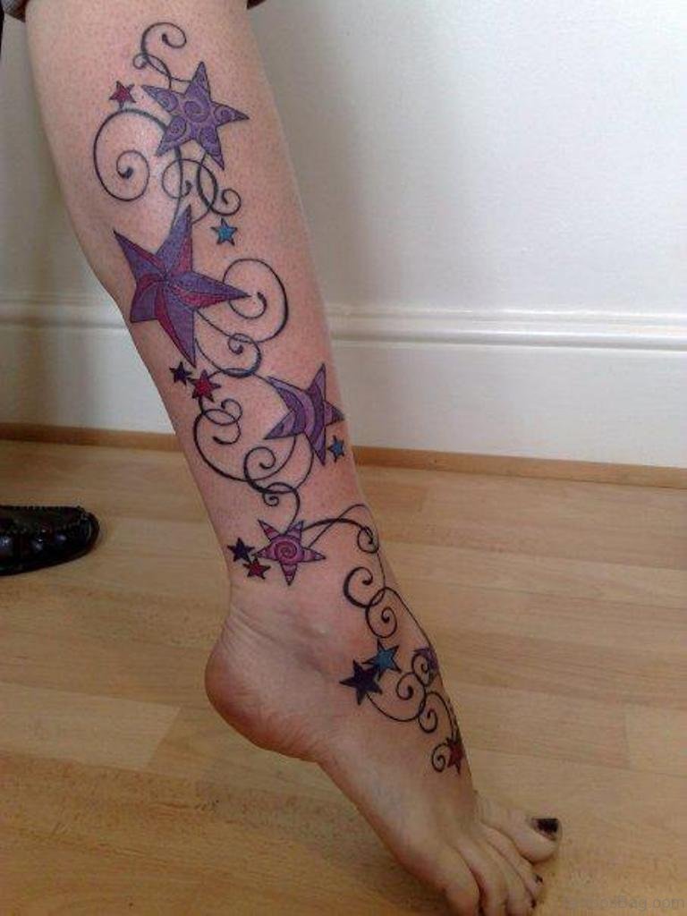 33 Fancy Stars Tattoos On Leg - Tattoo Designs – TattoosBag.com