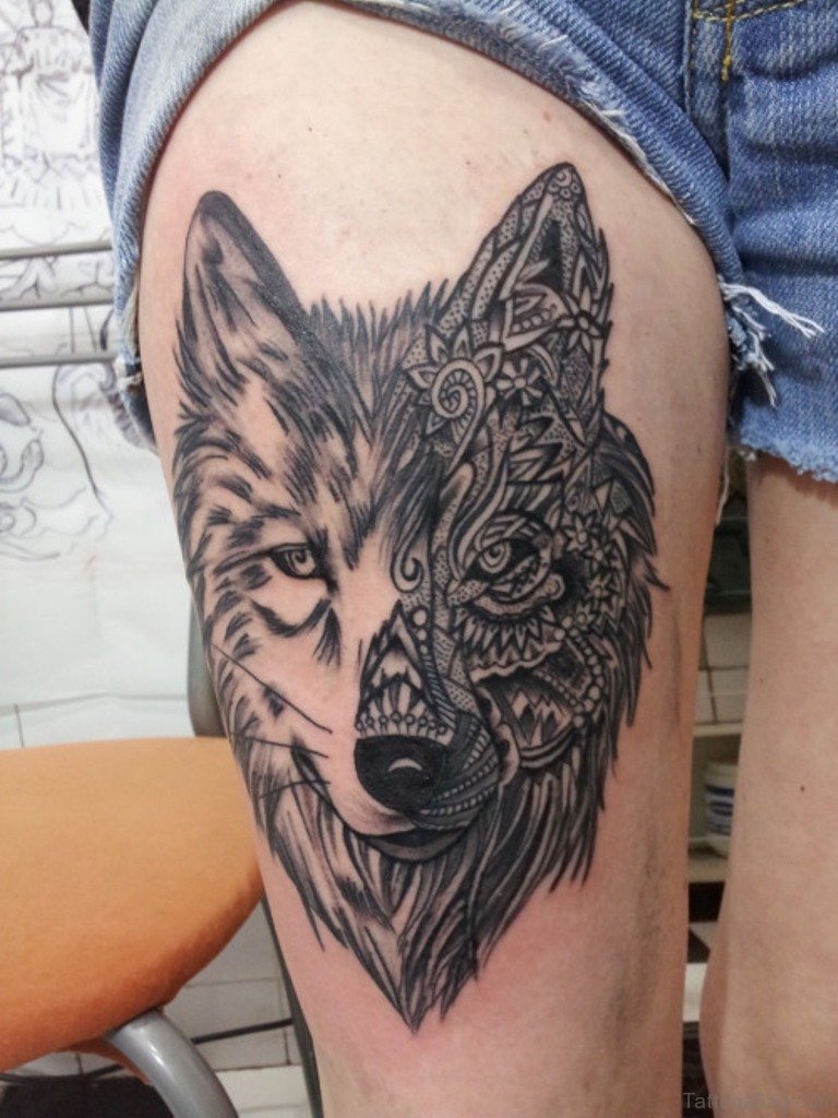 70 Great Looking Wolf Tattoos On Thigh - Tattoo Designs – TattoosBag.com