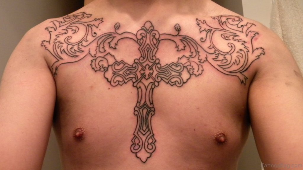 Chest Cross Tattoo For Men.