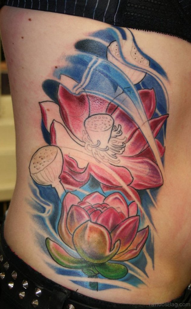 Classic Lotus Tattoos On Rib - Tattoo Designs – 
