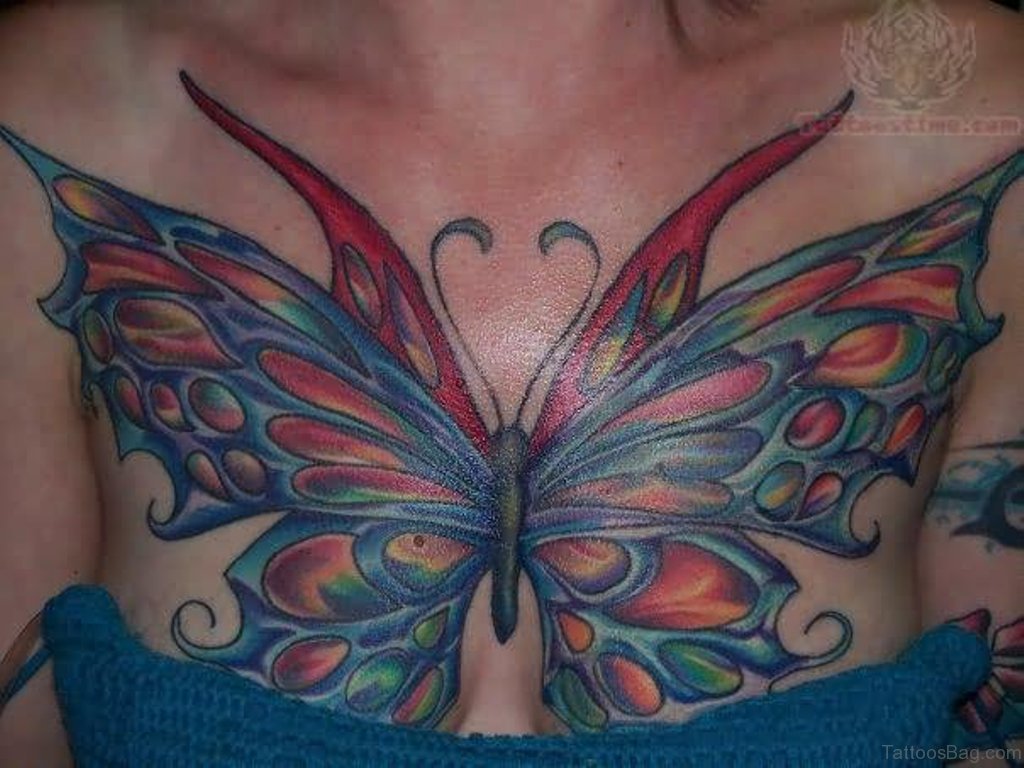 Butterfly Tattoo On Chest.