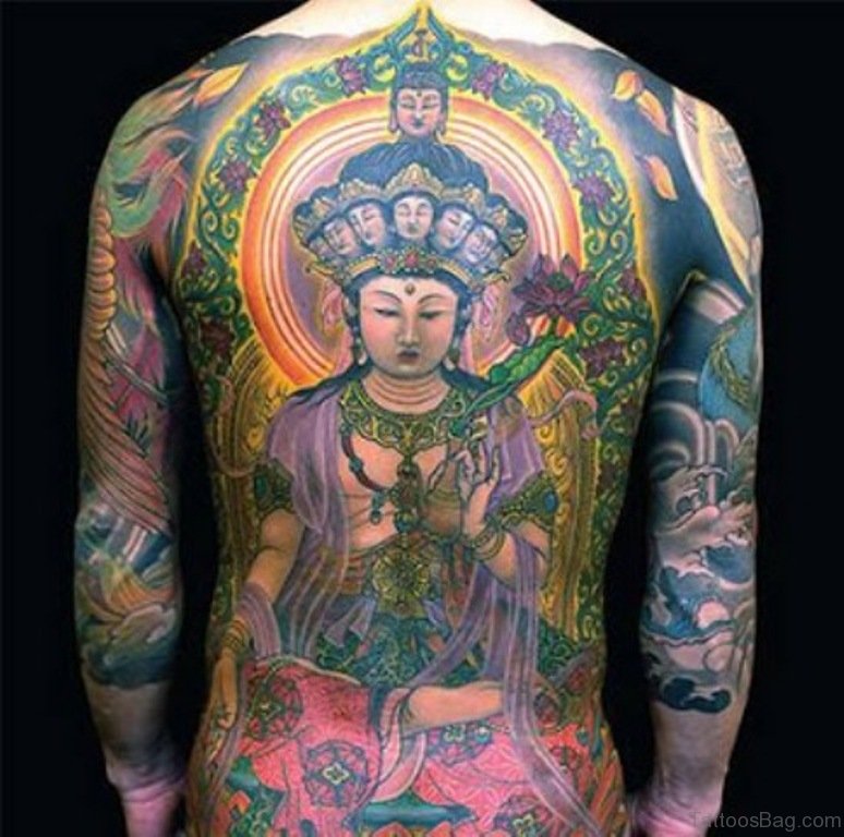 Lord Buddha Tattoo On Full Back.