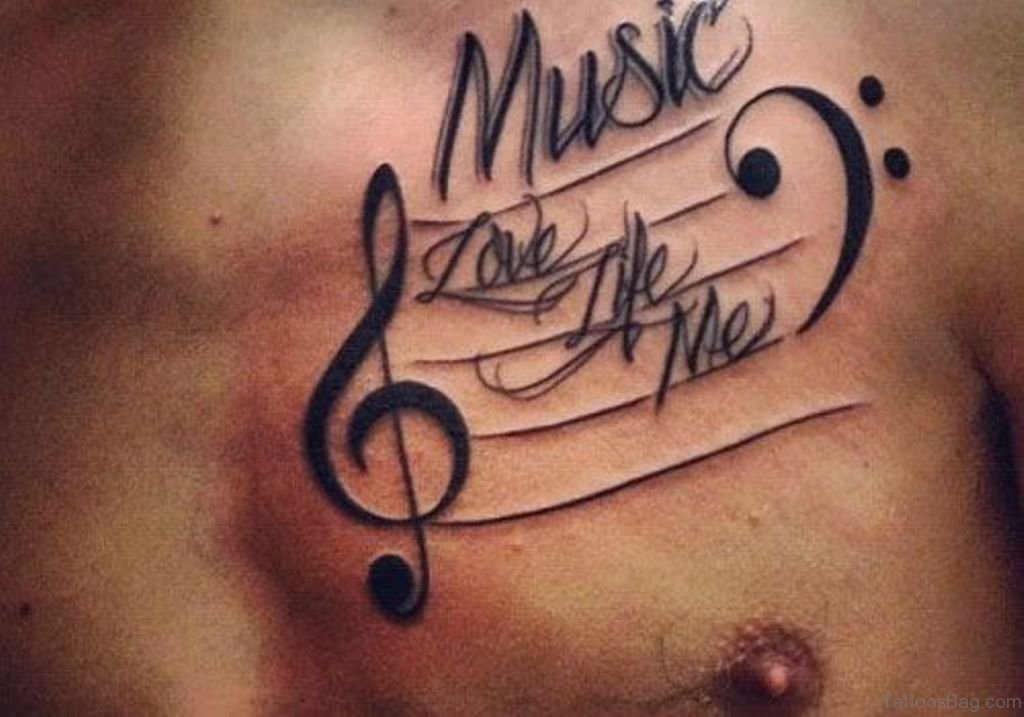 44 Magnificent Music Tattoos On Chest - Tattoo Designs – 