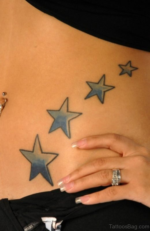 Pretty Star Tattoo On Rib.