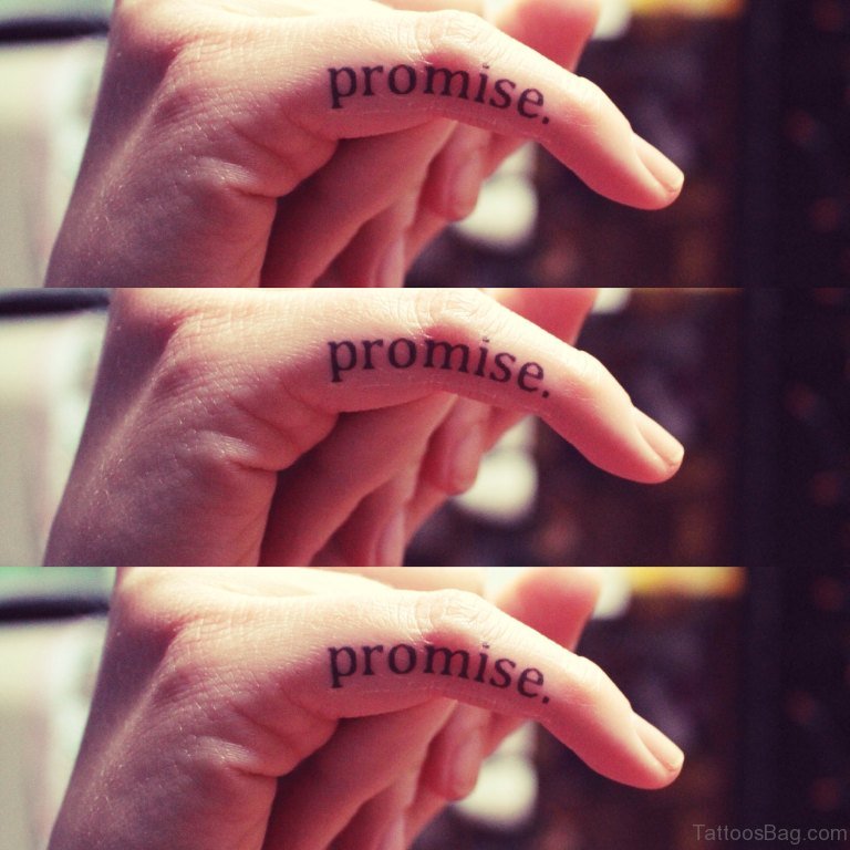 Promise Tattoo On Little Finger.