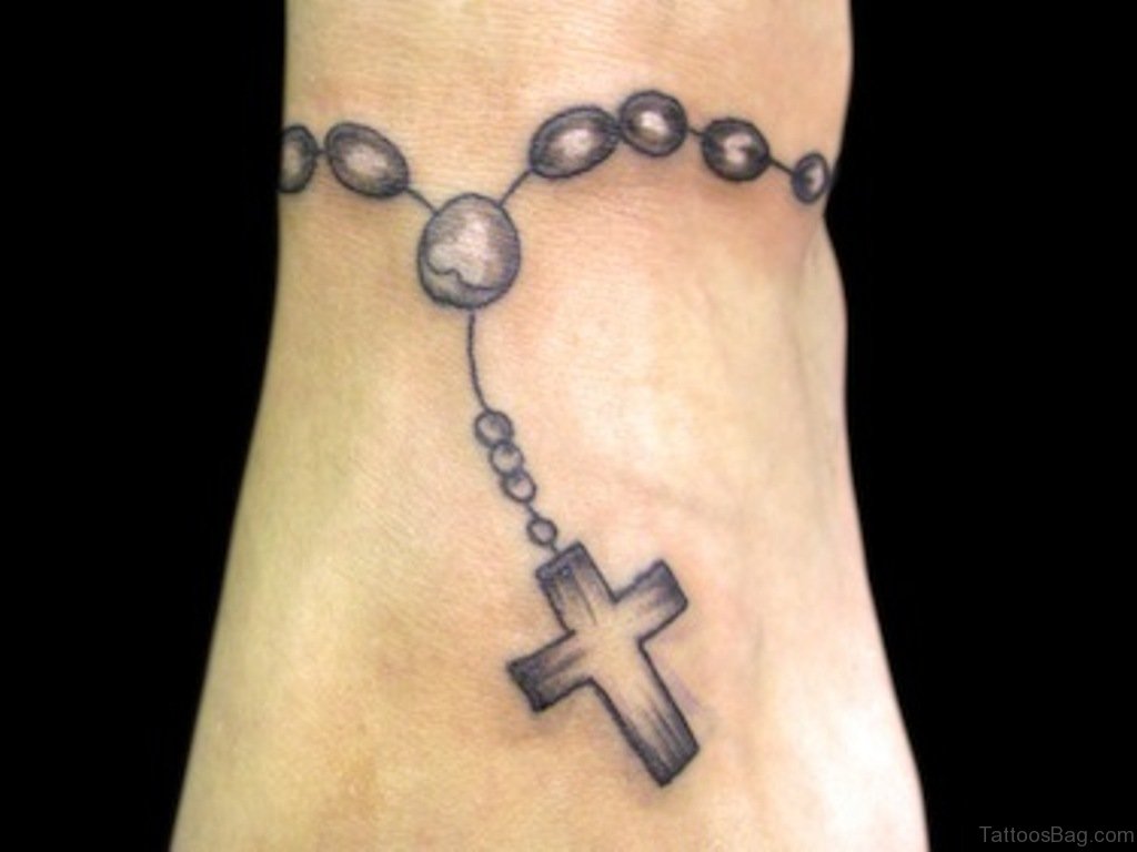 3D Grey Rosary Tattoo.