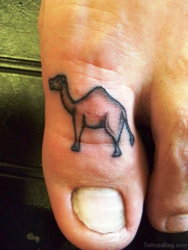 Attractive Camel Tattoo On Toe.