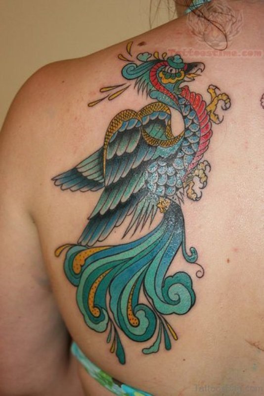 Back Shoulder Peacock Tattoo.
