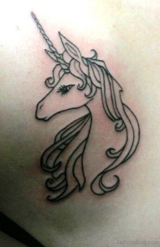 Black Outline Unicorn Tattoo Design.