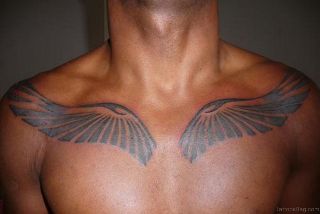 Black Wings Tattoo on Chest.