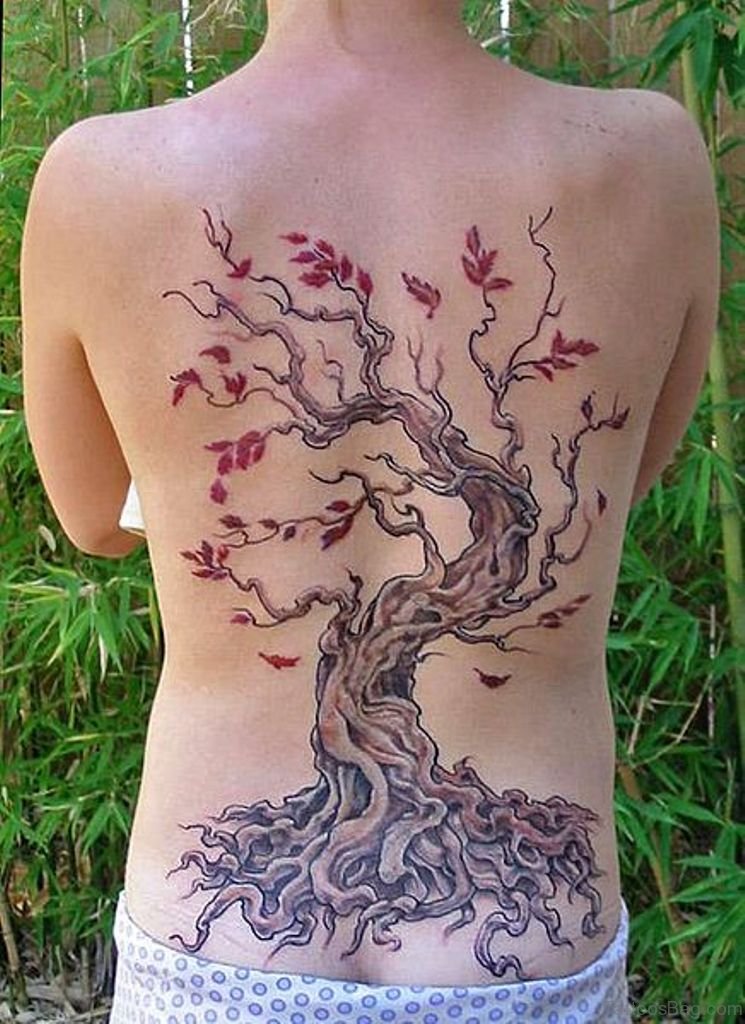 Cherry Tree Tattoo On BAck.