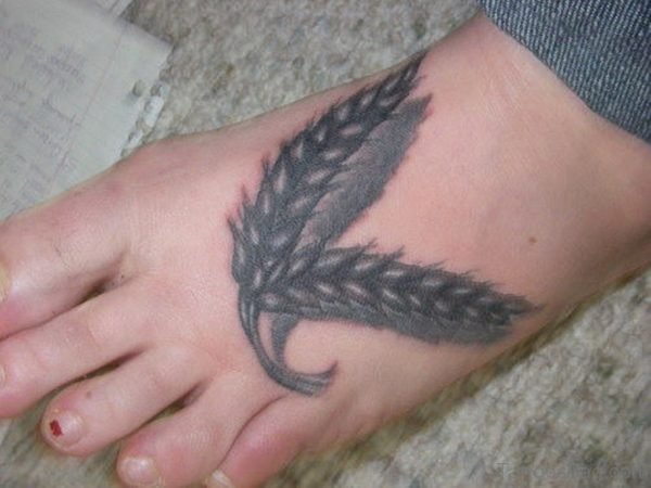 Feather Tattoo On Left Foot