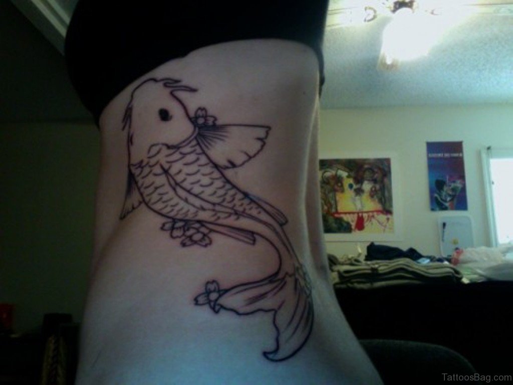 Koi Fish Tattoo On Rib.