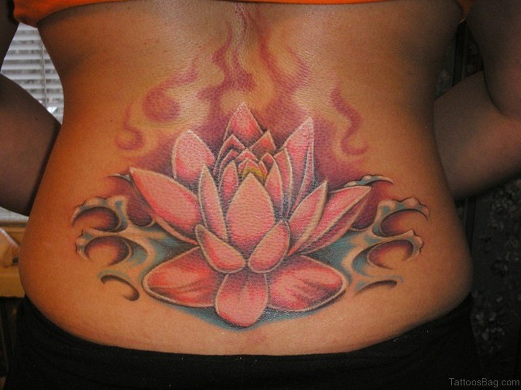 Lotus Tattoo On Lower Back.