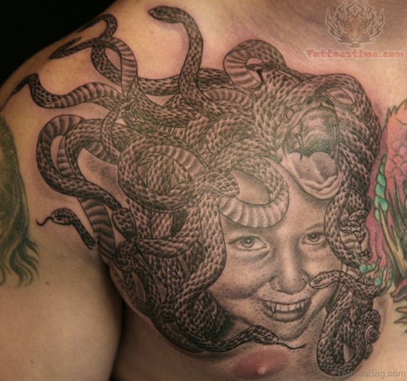 Medusa Tattoo On Chest.