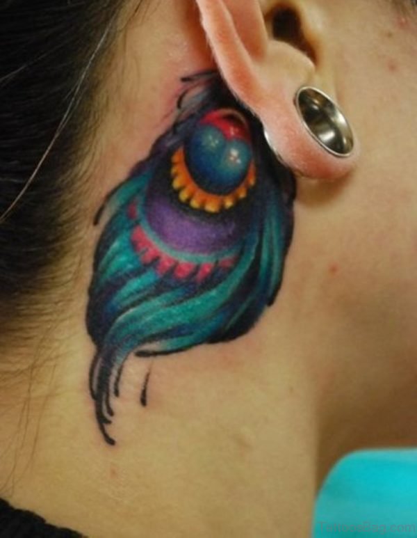 Outstanding Feather Tattoo On Neck