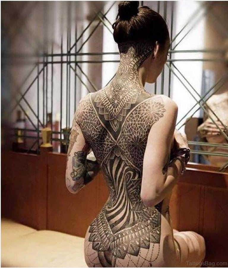 Tribal Tattoo Design On Full Back.