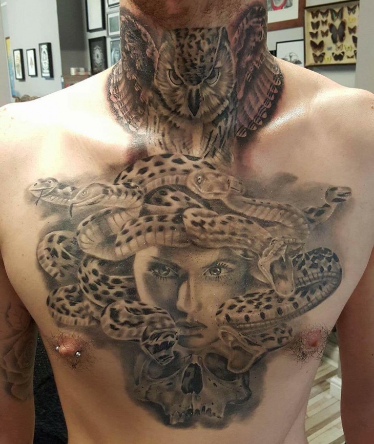Medusa Tattoo On Chest.